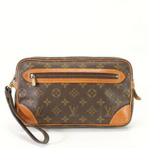 Louis Vuitton Monogram Marly Dragonne Leather Shoulder Bag Clutch Document EFE